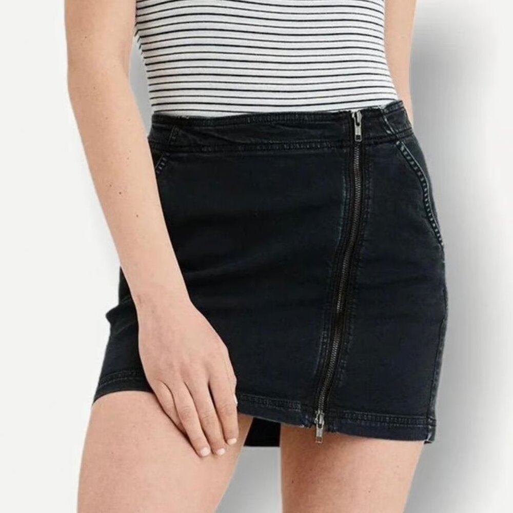 ⭐️ Asymmetrical Zipper Boho Peasant Hipster Hippie Glam Denim Chic Mini Skirt